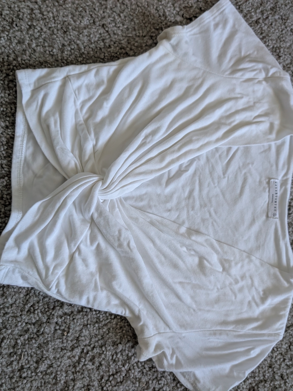 Wasabi + Mint Small Twist Front White Crop Tee